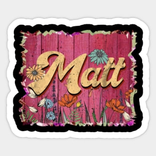 Classic Matt Personalized Flowers Proud Name Sticker